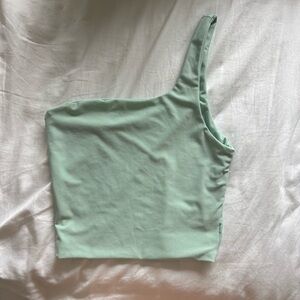 One shoulder crop tank top seafoam green